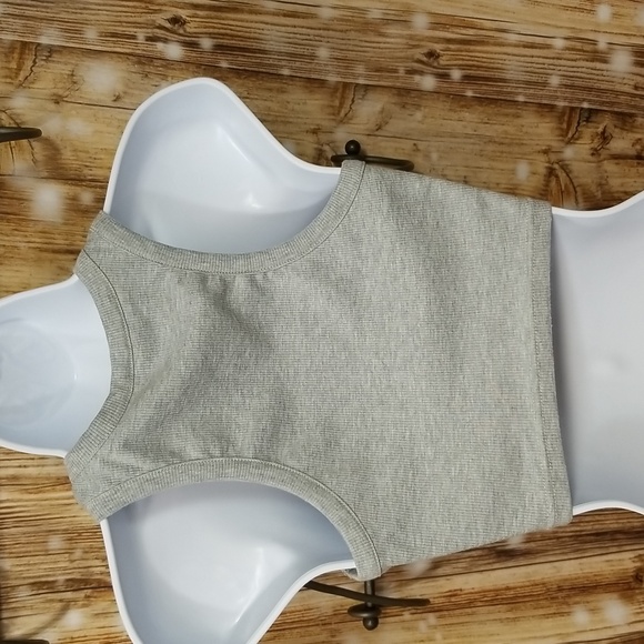 Shein Gray Ribbed Juniors M Halter Cropped Tank Racer Back Top - Picture 5 of 7